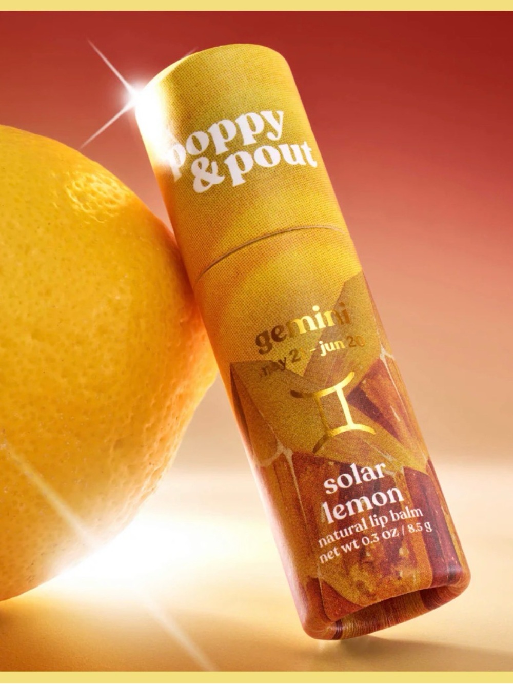 Poppy and Pout Lip Balm Gemini- Solar Lemon